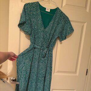 Green Polka Dot High-Low Dress